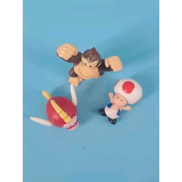 Super Mario Bros Mini Figures Donkey Kong, Toad & Cheep Appx 1" - Picture 3 of 6